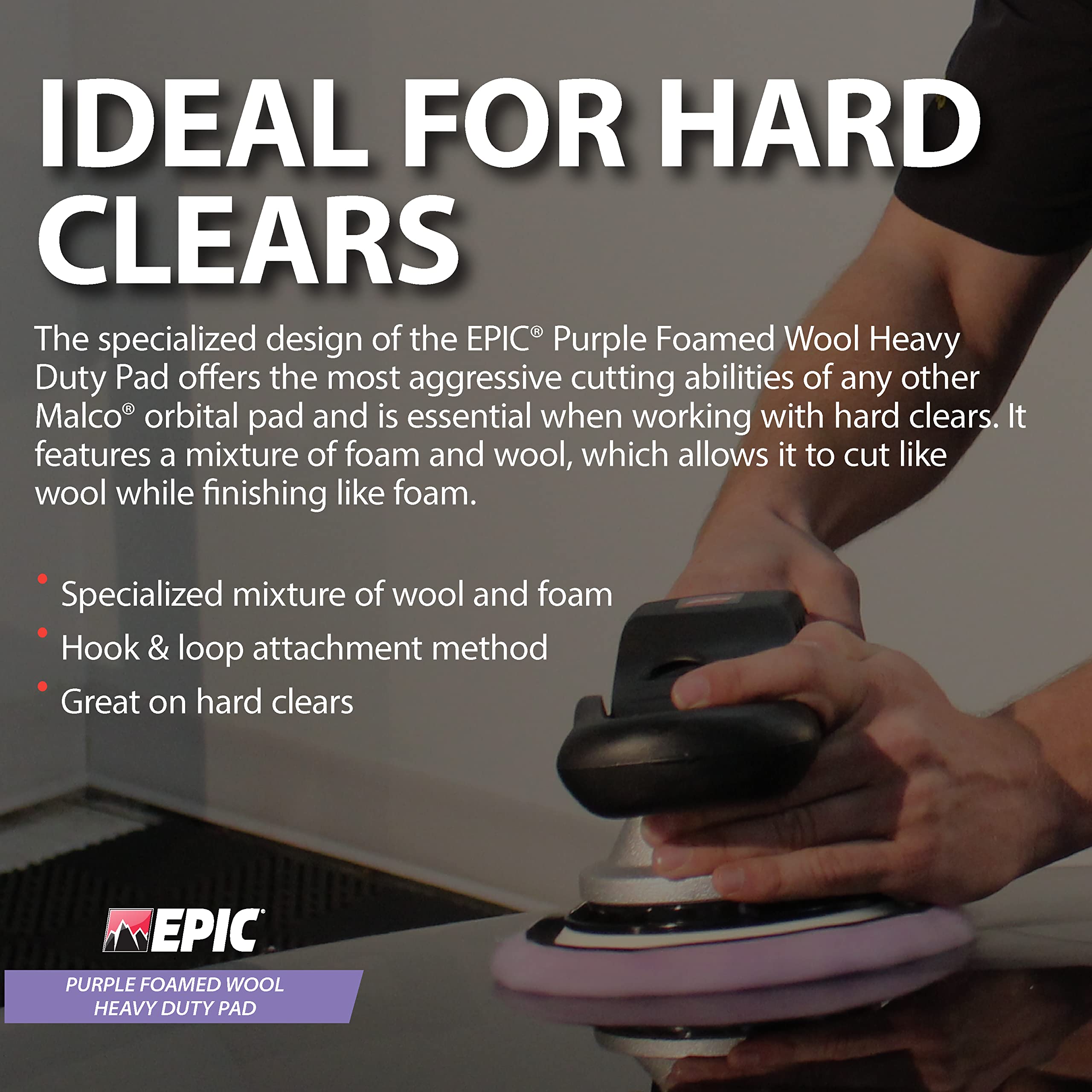 Malco Epic Purple Wool Heavy Duty Pad 6.25 inch – Orbital Polishing Pad for P1500 Sand Scratches/Use with Malco Epic Heavy-Duty Compound (109032) / Swirl-Free and Dust-Free Finish (840004) - Image 5